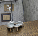 INC International Concepts Slingback Pumps Kitten Heel Silver Crinkle Gray 8M