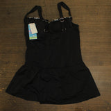 Swim Solutions Tummy Control One Piece Skater Swimsuit Feral Stripes Black 16W