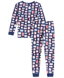 Holiday Lane Youth Girls 2-Piece Pajama Shirt Pants Set Stamp Navy Blue 10