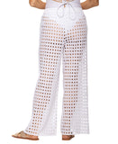 Dotti Womens Cotton Openwork Dot Drawstring-Waist Pants 85289 White XL