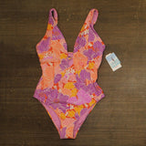 Roxy Womens One Piece Plunge Swimsuit 434001925 Lilac Purple Multi L
