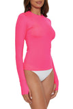 Becca Womens Burst Long Sleeve Rash Guard 883847 Pink Glo M