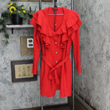 C. Wonder Womens Knit Parka Belted Winter Cowl Neck Jacket Coat Red L