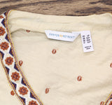 Canyon Retreat by Denim & Co. Front Embroidered Midi Dress Oatmeal Brown PL