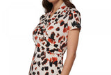 DKNY Womens Petite Printed Faux-Wrap Top XF2TLC93