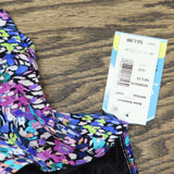 Swim Solutions Printed V-Neck Underwire Swim Tankini Top Dancing Colors Blue 22W