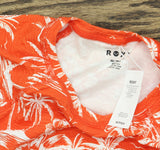 Roxy Crop Top Short Sleeve Rashguard 434002111 Red White Multi XS