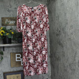 Casual Time Floral Print Short Sleeve Knit Stretch Night Gown Red Multi 2XL