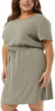 32 Degrees Womens Ladies' Soft Twill Drawstring Dress 1748960 Shadow Green 2XL
