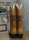 Madden Girl Shaft Faux Leather Stud Pointed Toe Western Boots Natural Brown 8M