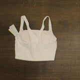All In Motion Light Support Rib Squareneck Cropped Sports Bra Cream Off White S