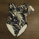 Anne Cole Chic Twist Front Shirred One-Piece Swimsuit Palm Chic Black Multi 14