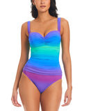 Bleu By Rod Beattie the Moment Shirred Bandeau One-Piece Swimsuit Blue Multi 6