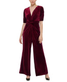 Vince Camuto Womens Velvet Twist-Front Jumpsuit VC1M2339 Wine Red 6