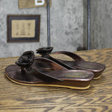 Rampage Womens Vintage Rose Thong Sandals 167417421b3565 Brown Patent 6.5M