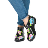 Journee Collection Womens Short Rainer Rain Boot Bootie Floral Black 7M