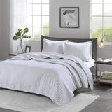 Madison Park Jaxson Quilt Coverlet 3-Piece Set Stripe White King / Cal King