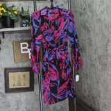 Tahari ASL Womens Printed Faux-Wrap Dress DEM643-T4 Black Cobalt 6