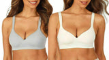 Carole Hochman 2-Pack Comfort Bra Wire Free Molded Cups Micro Gray / Cloud M