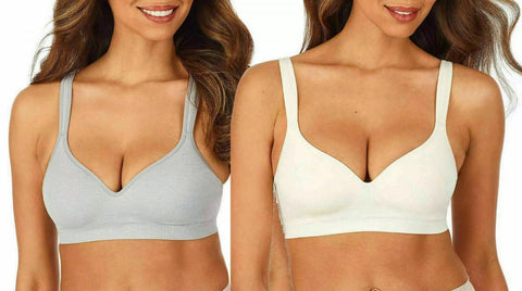 Carole Hochman 2-Pack Comfort Bra Wire Free Molded Cups Micro Gray / Cloud M