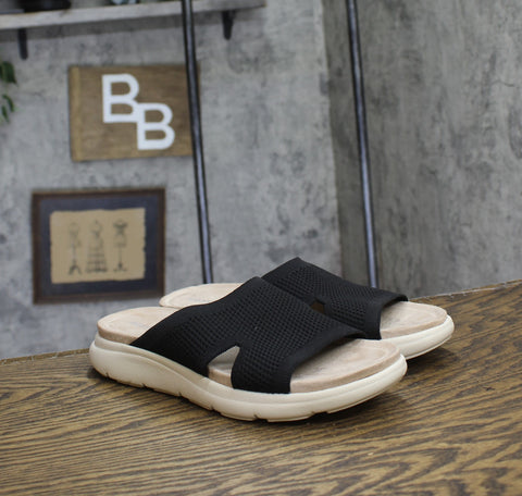 Easy Spirit Womens Amari Sporty Flat Slide Sandals Black 9M