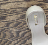 Schutz Womens Heeled Patent Leather Ciara Sandal Pearl Off White 10B