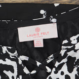 Laurie Felt Womens Long Sleeve Lined Blouse Shirt Top Black / White 2XS
