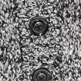 John Fashion Womens Fuzzy Cowl Neck Long Sleeve Cardigan Black / White S