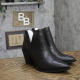 Wild Pair Leilanii V Pointed Toe Zipper Ankle Booties 10021695400 Black 6M