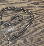 Chico's Beaded Opera Long Necklace with Pave Focal Bead Gray 32" + 5"