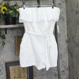 Bar III Strapless Ruffled Eyelet Belted Romper 100150774WM White 18W