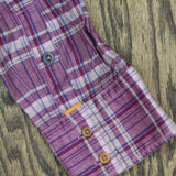 Boss Orange  Linen Blend Button Up Long Sleeve Check Shirt Top Purple Plaid 2XL