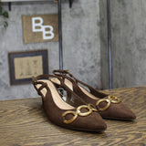 A New Day Womens Tabitha Oversized Chain Sling Back Heels 94305248 Brown 8.5M