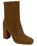 Kenneth Cole Jax Stretch Faux Suede High Heel Ankle Boots Cognac Brown 8M