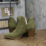 Sun + Stone Womens Faux Suede Block Heel Elizaa Booties Olive Green 8.5W