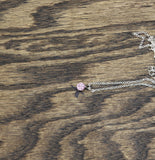 Round Cut Crystal Pendant Necklace Silver Gray / Pink 15.5" + 2.5"