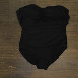 Kona Sol Women's Crochet Flounce High Coverage One Piece Swimsuit Black XL