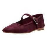 Marc Fisher Dress Flats with Square Toe and Ankle Strap Red Suede Purple 8M