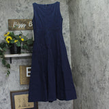 Aqua Womens Paneled Sleeveless Midi Dress Cotton Blend IDL9634 Navy Blue S