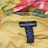 Nina Leonard Womens Sleeveless Printed Power Mesh Dress Mustard Multi Yellow 1X