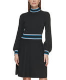 Vince Camuto Womens Knit Sweater Mock-Neck Fit & Flare Dress VC1M2437 Black S