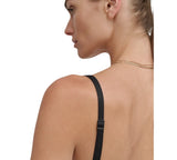 DKNY Womens Shirred U-Wire Bandeau Bikini Top Swim DIMTS403 Black XL