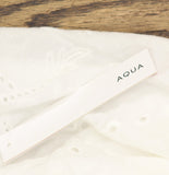 Aqua Womens Eyelet V-Neck Flounce Mini Dress Crochet Trim IDO14627 White M