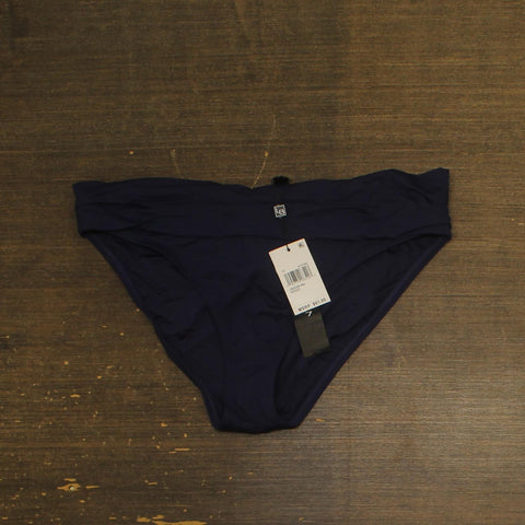 La Blanca Goddess Shirred Band Hipster Bikini Swimsuit Bottom Indigo Blue 12