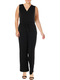 Ny Collection Womens Petites Matte Jersey V-Neck Jumpsuit YQIU0004 Black PXL