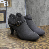 Karen Scott Womens Melanni Faux Suede Heels Ankle Boots 10013263400 Gray 5.5M