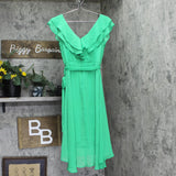 DKNY Womens Woven Tie Double Ruffle-Collar Dress Green 4