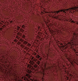Aqua Womens Contrast Lace Blouse Top IBM26184 Wine Red XS