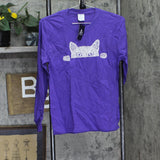 La Pop Art Big Girls Word Art Long Sleeve Graphic T-Shirt Purple L