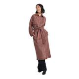 A New Day Faux Suede Double-Breasted Belted Trench Coat f00251322 Brown S